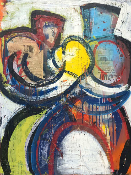 Attention Truckers | Mixed Media in Paintings by Dale Voelker. Item made of paper compatible with contemporary and modern style