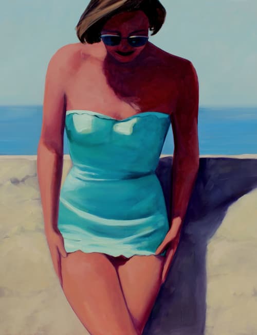 'Beachside Beauty', 60x48 original oil painting | Oil And Acrylic Painting in Paintings by T.S. Harris aka Tracey Sylvester Harris. Item composed of synthetic