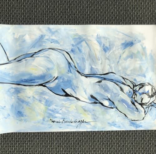 Floating / Dreaming | Oil And Acrylic Painting in Paintings by Joanne Beaule Ruggles. Item made of paper works with mid century modern & contemporary style