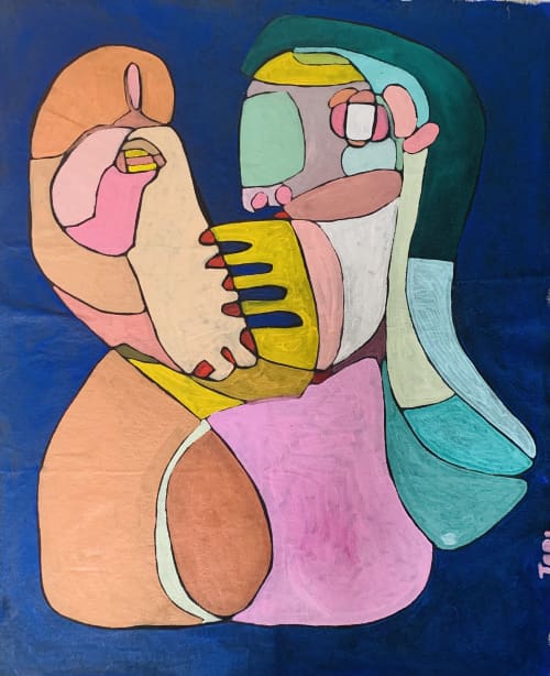 A Woman With Her Horse | Oil And Acrylic Painting in Paintings by Tori Swanson. Item made of canvas & synthetic