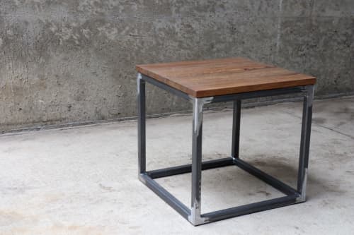 Quartersawn White Oak Cube 18" Coffee Side Table | Bedside Table in Tables by Hazel Oak Farms. Item composed of oak wood and metal