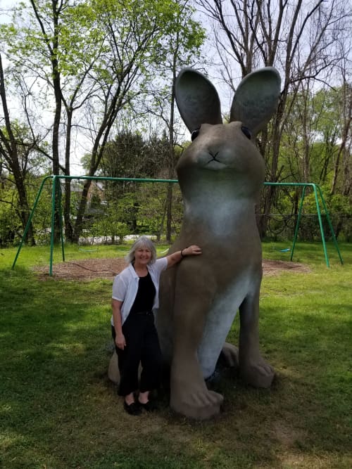 "Bunny on the Loose" | Public Sculptures by J.A. Mayer "Sculptor" | Coulter Playground in Greensburg. Item made of stone