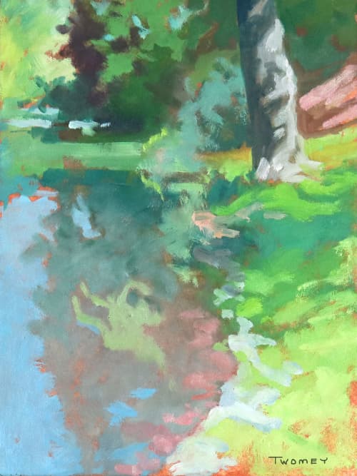 The Lake Edge | Oil And Acrylic Painting in Paintings by Catherine Twomey. Item made of canvas compatible with contemporary and modern style