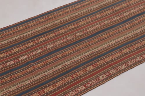 Vintage Persian Kilim Runner, Intricate Geometric Stripes | Area Rug in Rugs by Rug and Kilim