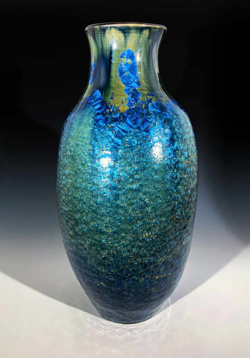 Azurite Crystalline Vase | Vases & Vessels by Bikki Stricker. Item composed of ceramic