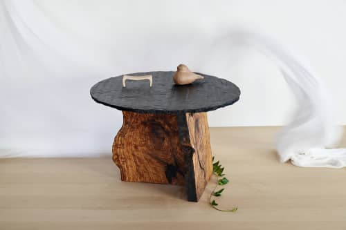 brutalist coffee table | Tables by VANDENHEEDE FURNITURE-ART-DESIGN. Item made of wood & stone compatible with boho and contemporary style