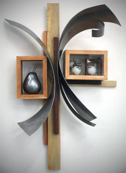 Fragmented Resonance | Sculptures by Craig Robb. Item made of wood with steel works with contemporary & modern style