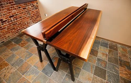 Double Workstation | Desk in Tables by Where Wood Meets Steel | Confluent Development, L.L.C. in Denver. Item composed of walnut and steel in contemporary or modern style
