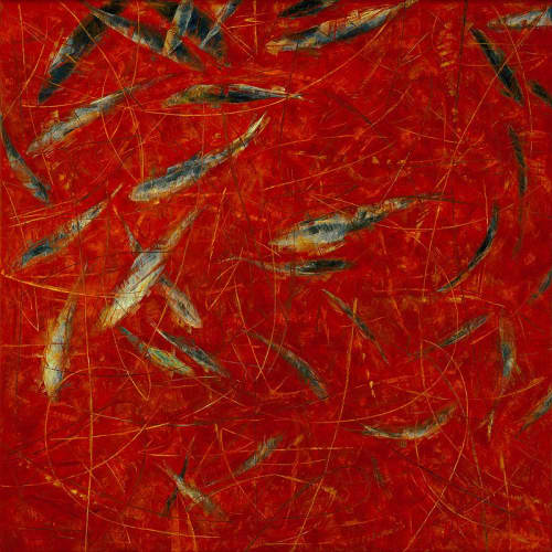 Erica Hopper "Symphony in Red" | Oil And Acrylic Painting in Paintings by YJ Contemporary Fine Art | YJ Contemporary Fine Art in East Greenwich. Item made of canvas