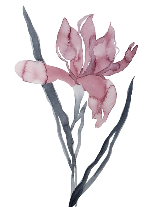 Iris No. 191 : Original Watercolor Painting | Paintings by Elizabeth Becker. Item composed of paper in boho or minimalism style