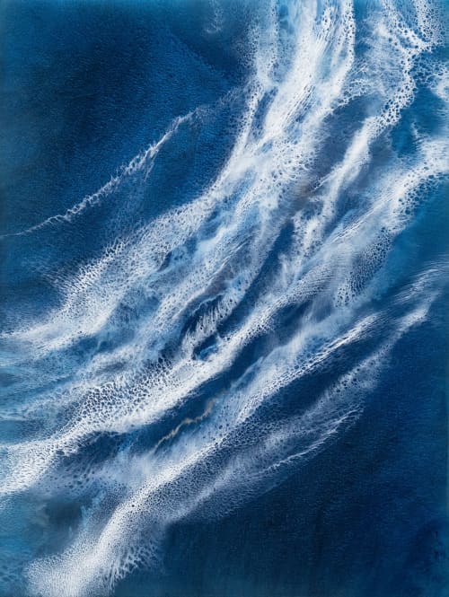 'DEEP BLUE SEA' - Luxury Ocean Seascape Epoxy Resin Abstract | Oil And Acrylic Painting in Paintings by Christina Twomey Art + Design. Item composed of synthetic
