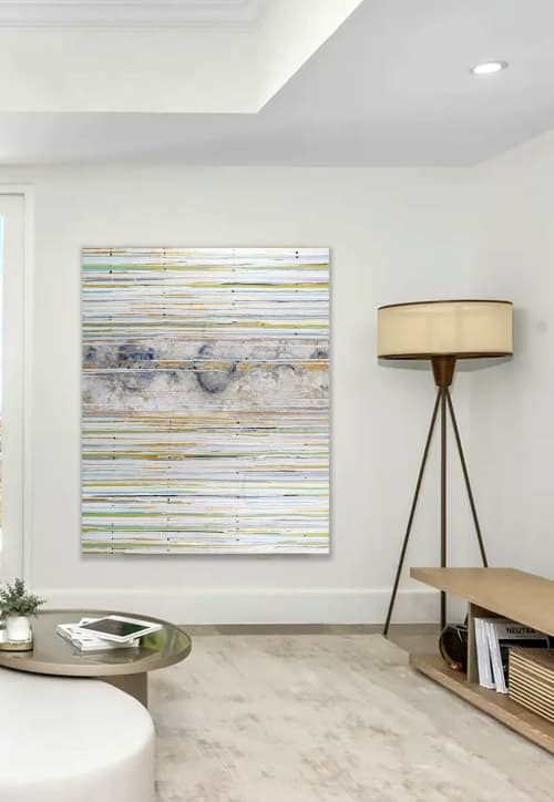 Cascading Sediment Number 4 | Mixed Media by Kari Souders. Item made of canvas works with boho & contemporary style