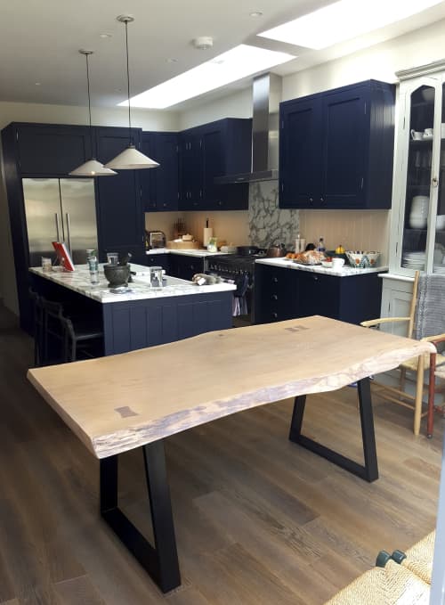 Light Oak Single Slab Live-Edge Kitchen Table | Dining Table in Tables by Handmade in Brighton. Item composed of oak wood