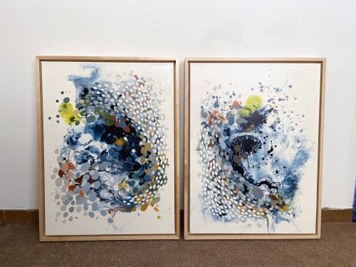 Light Wave IV and V | Paintings by Kristen Pobatschnig | Hale Family Center for Families | Boston Children's Hospital in Boston