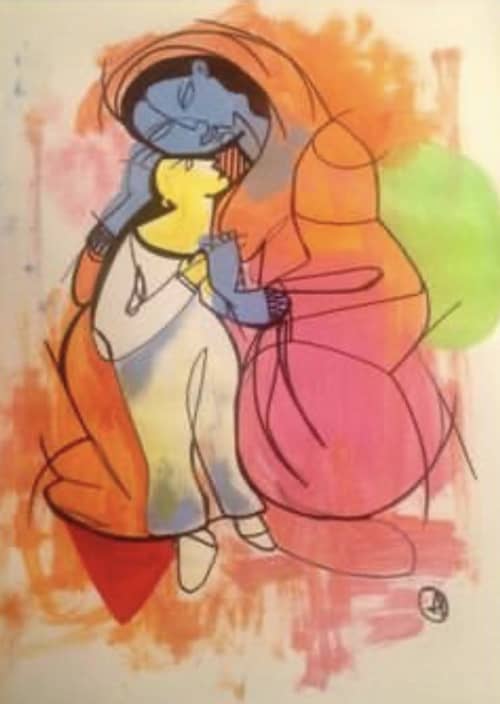 Pillow Firstlove | Cushion in Pillows by By Amelie Art. Item made of linen