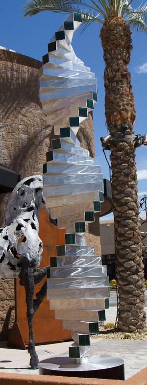 "Twist Series" | Sculptures by Brian Schader | CODA Gallery in Palm Desert. Item made of steel with glass