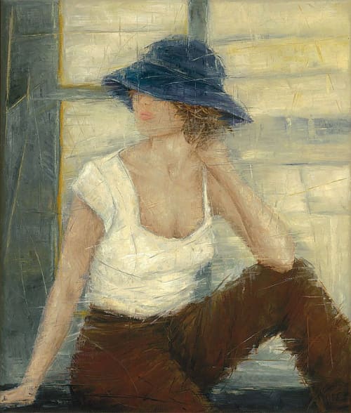 Erica Hopper "Distracted" | Oil And Acrylic Painting in Paintings by YJ Contemporary Fine Art | YJ Contemporary Fine Art in East Greenwich. Item made of canvas