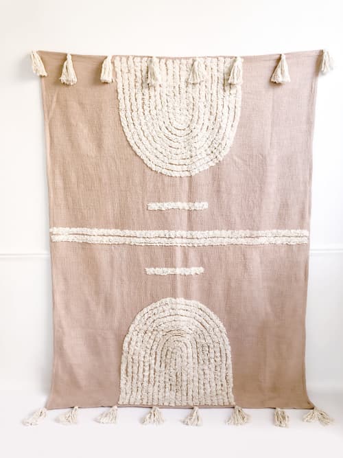 Laguna Throw Blanket | Linens & Bedding by Coastal Boho Studio. Item made of cotton works with boho & contemporary style