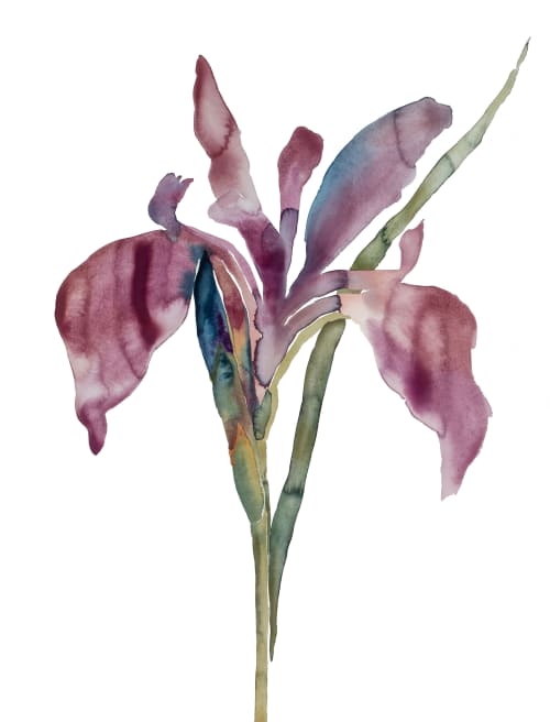 Iris No. 194 : Original Watercolor Painting | Paintings by Elizabeth Becker. Item composed of paper compatible with boho and minimalism style