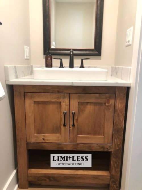 Custom Single Sink Vanity | Countertop in Furniture by Limitless Woodworking. Item made of maple wood works with mid century modern & contemporary style
