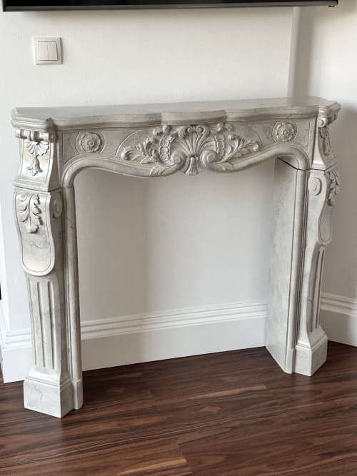 Fireplace Shell Rosettes all hand made and painted in Europe | Fireplaces by ultimate European. Item composed of wood in mid century modern or country & farmhouse style