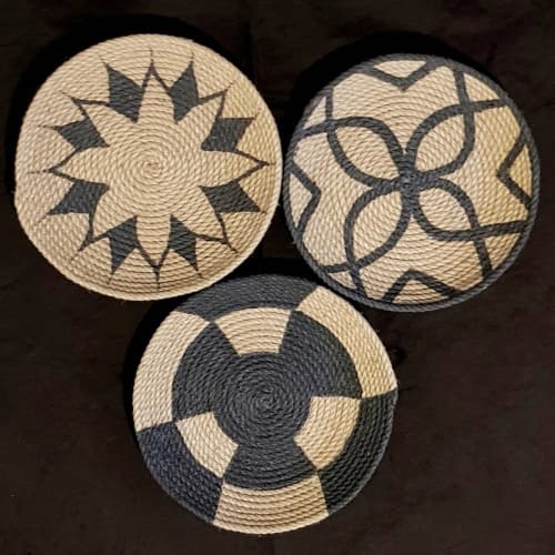 Handmade personalized African wall plates and African basket | Ornament in Decorative Objects by Sarmal Design. Item made of cotton & synthetic compatible with boho and contemporary style