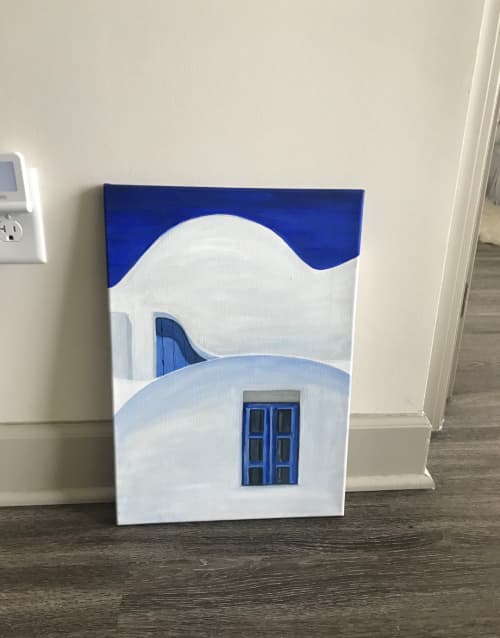 Santorini House | Oil And Acrylic Painting in Paintings by Elendenart. Item composed of synthetic