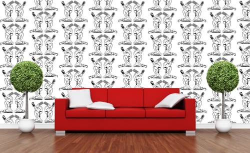 Les Danseurs, LD01 (Black on White )  LD02 ( White on Black) | Wallpaper in Wall Treatments by ART DECOR DESIGNS. Item composed of fabric & paper