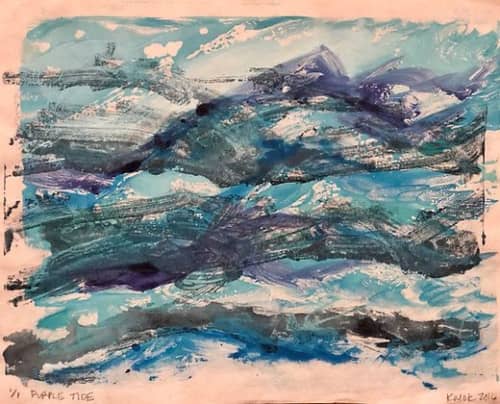 Purple Tide - Ink on Mulberry Paper | Watercolor Painting in Paintings by KMOK Art. Item composed of paper compatible with boho and minimalism style