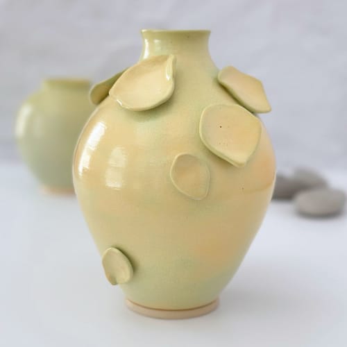 Melon Falling Petals Vase | Vases & Vessels by VLVolborth Studio - Veronica Volborth. Item made of ceramic works with contemporary & eclectic & maximalism style