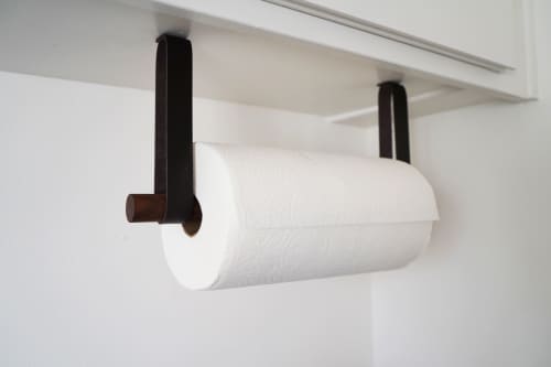 Paper Towel Holder | Rack in Storage by Keyaiira | leather + fiber. Item made of wood & leather