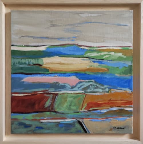 Fields in celebration / Champs en fête | Oil And Acrylic Painting in Paintings by Sophie DUMONT.. Item composed of wood and canvas in minimalism or contemporary style