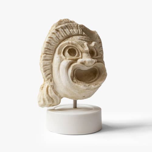 Ancient Roman Theathre Mask Myra Decorative Bust  No:I | Sculptures by LAGU. Item made of marble