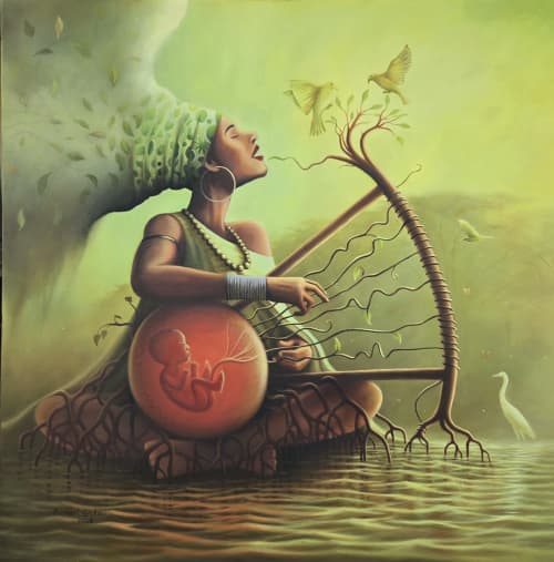 Mother Nature | Drawing in Paintings by Art Inspire. Item made of canvas works with contemporary style