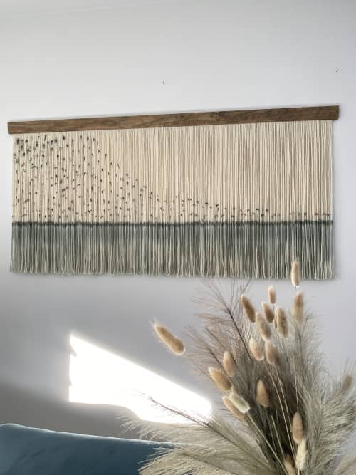 Neutral home decoration- Zorke XXXIII- Wall Art | Macrame Wall Hanging in Wall Hangings by Olivia Fiber Art. Item composed of wood and wool in minimalism or mid century modern style
