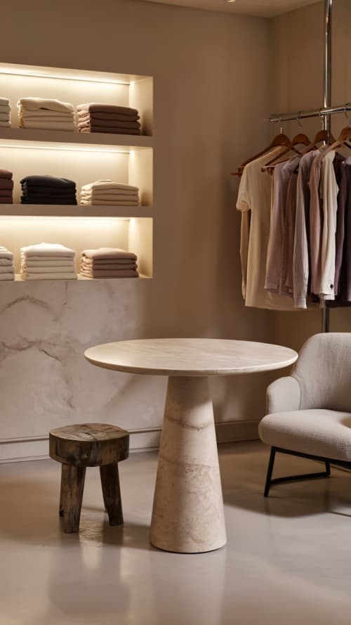 Travertine Dining Table.Marble Dining Table.Dining Room | Tables by HamamDecor LLC. Item composed of marble compatible with minimalism and contemporary style