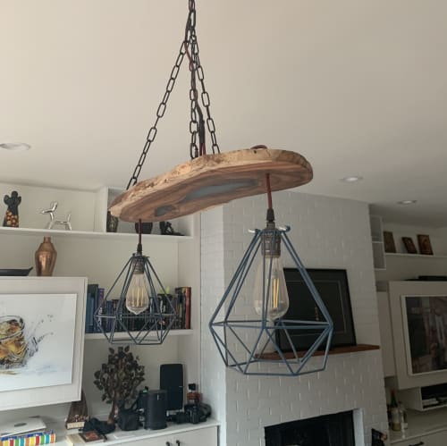 Live Edge Hanging Light By Animas Craft, Hanging From The Chandelier Live