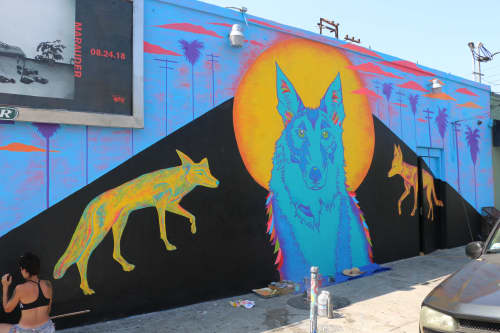 'Coyote Fever' | Street Murals by Cecilia Paints | Little Joy Cocktails in Los Angeles. Item made of synthetic