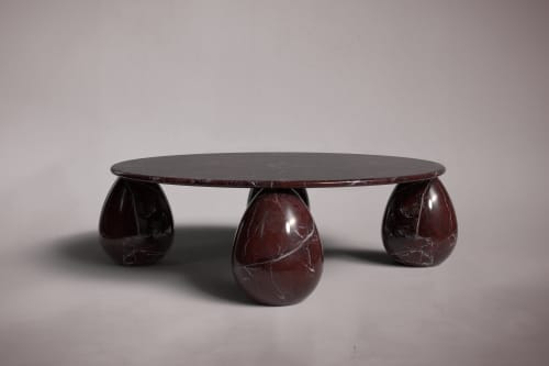 Cons Rosso Levanto Red Marble Coffee Table | Tables by HamamDecor LLC. Item composed of marble in minimalism or art deco style