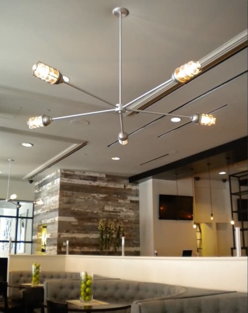 Custom Pendant | Pendants by ILEX Architectural Lighting | Petit Robert Bistro in Boston. Item composed of steel and glass