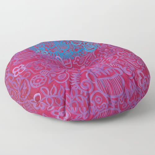 Round Pillow Maroon | Pillows by Pam (Pamela) Smilow. Item composed of cotton