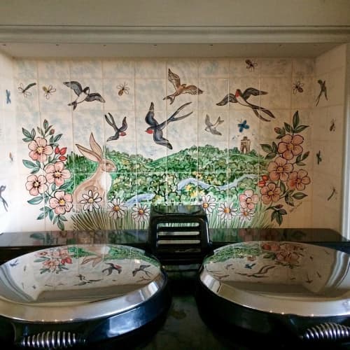 Bird Tile Mural | Murals by Kate Glanville Ceramics. Item made of ceramic