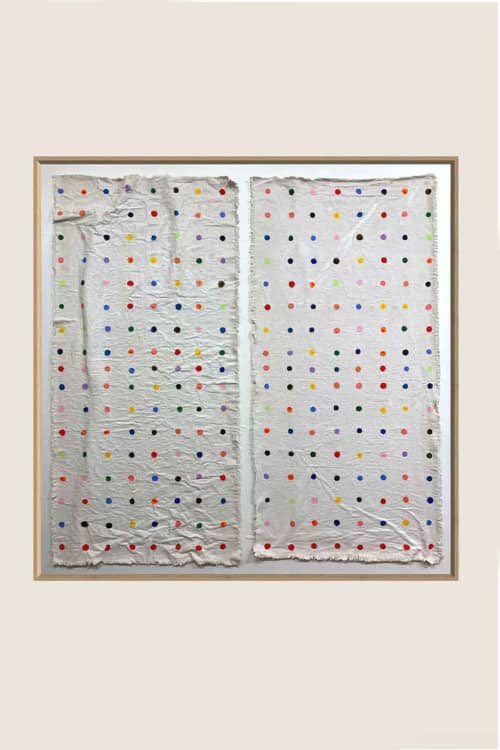 Pop Art Dots PAD3636 A | Mixed Media in Paintings by Michael Denny Art, LLC. Item in contemporary or art deco style