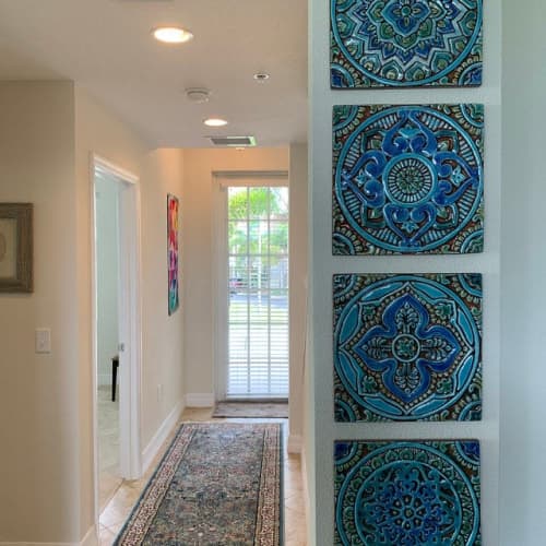 4 wall art tiles (20cm / 7.8") | Wall Sculpture in Wall Hangings by GVEGA. Item made of ceramic works with mediterranean style