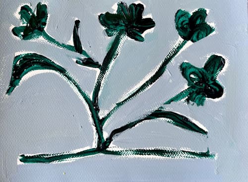Blue Botanical I | Oil And Acrylic Painting in Paintings by Erin Donahue Tice Fine Art. Item composed of paper and synthetic