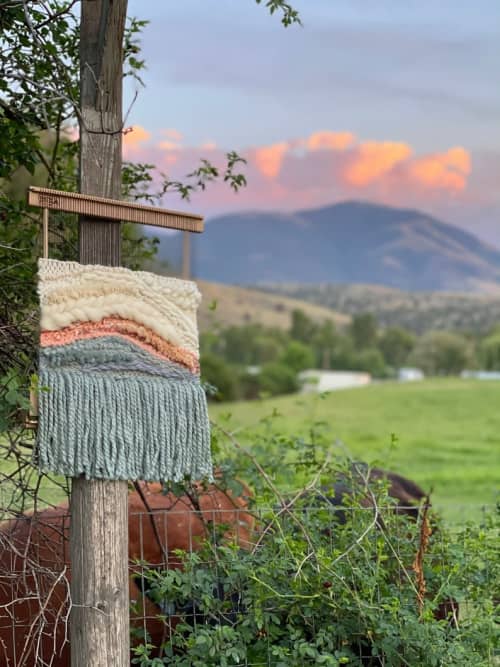 MOUNTAIN SUNSET WEAVING hand woven tapestry by WOOL & PINE by