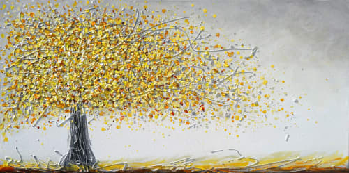 Yellow Bloom | Oil And Acrylic Painting in Paintings by DaggArt. Item made of canvas with synthetic