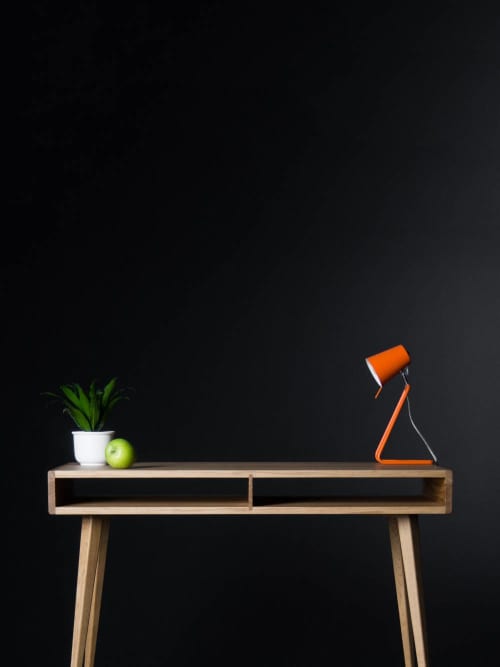 HEIM - Mid century modern desk, computer table, bureau, open | Tables by Mo Woodwork | Stalowa Wola in Stalowa Wola. Item composed of oak wood compatible with minimalism and mid century modern style
