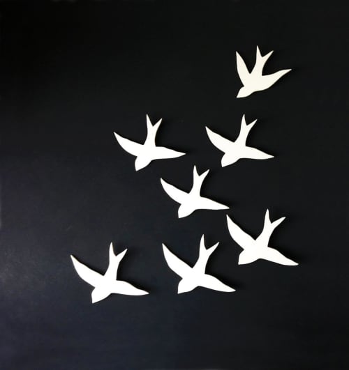 Large Set Of 7 Swallows Porcelain Birds | Art & Wall Decor by Elizabeth Prince Ceramics