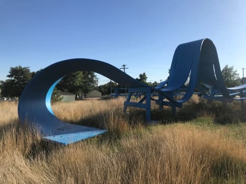 Blue Line | Public Sculptures by Michael Beitz | University of Northern Colorado in Greeley. Item made of wood